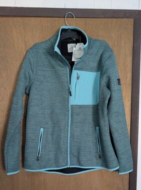NWT Ascend Teal Jacket with Aqua Chest Pocket & Trim